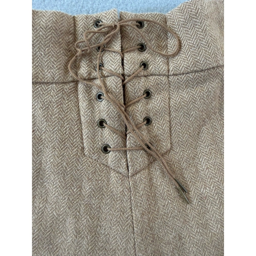 Ralph Lauren Rugby Herringbone Wool Skirt A-Line Lace Up Back Preppy Academia 8 - Picture 4 of 11